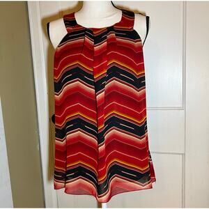 By and By Red And Black Business Casual Keyhole Tank Top Size Medium